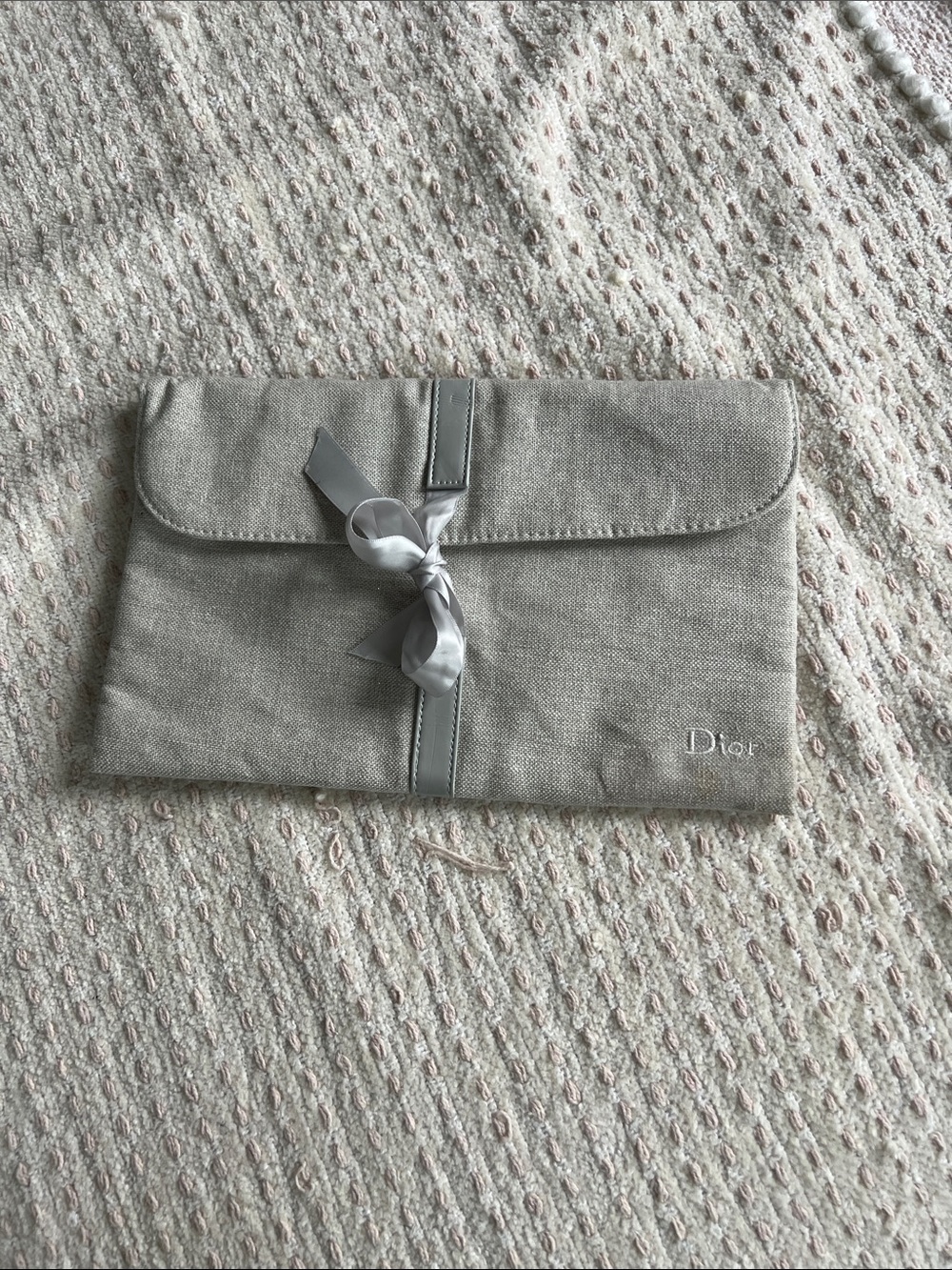 Dior  Canvas Envelope Cosmetic Pouch with Ribbon Detail